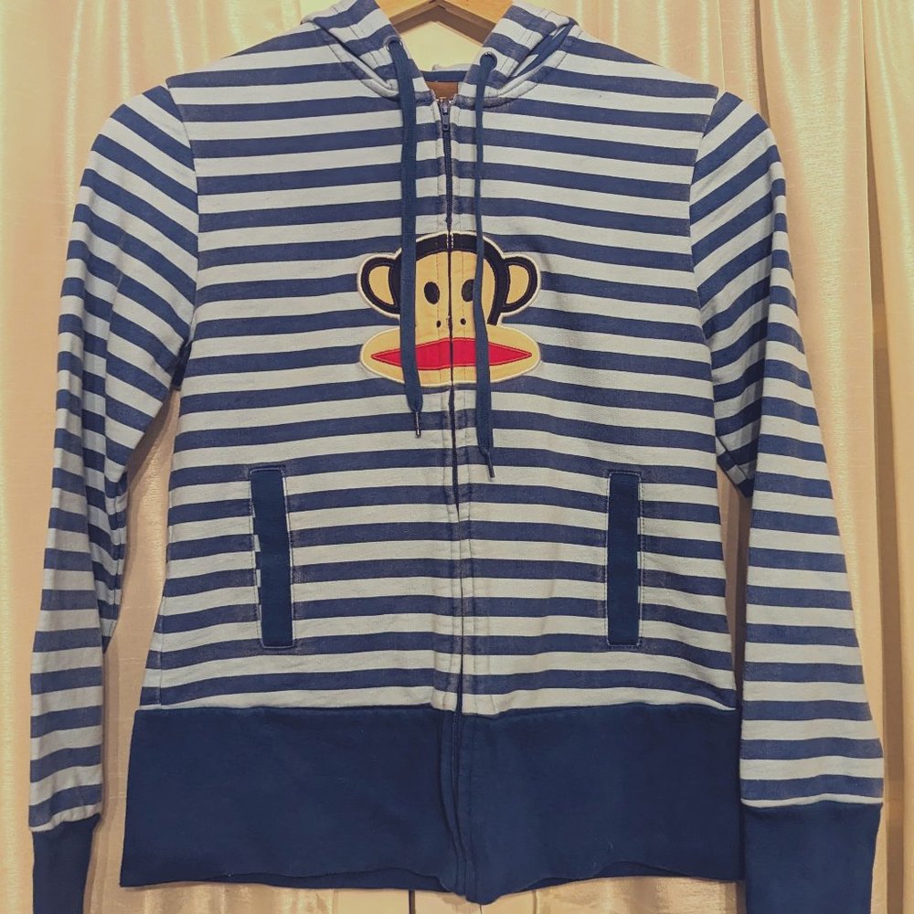 Vintage Paul Frank Striped Zip Up Hoodie - Small